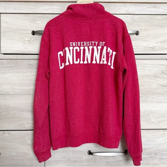 University of Cincinnati Bearcats 1/4 Zip Fleece Pullover Red Size Large - Picture 2 of 8